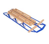 COSTWAY Trineo de Metal con Patines, Trineo de Acero y Madera con Barra de Dirección para Deslizarse en la Nieve, para Adultos y Niños Más de 5 años, Capacidad de 150 kg, 137 x 58 x 16 m (Azul)