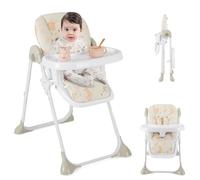 COSTWAY Trona Convertible para Bebés con Altura Regulable, Respaldo y Reposapiés Reclinables, Bandeja de Comida Extraíble, Trona Portátil Bebe, Silla de Comedor para Bebé con Ruedas (Beige)