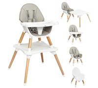 COSTWAY Trona para Bebé con Altura Ajustable, Silla Alta para Comer con Cinturón de Seguridad y Bandeja Extraíble, Trona Portátil Evolutiva Bebé (Gris,sin Tablero de Bloques)