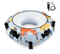 COSTWAY Tubo de Nieveφ132 cm, Oxford, Trineo de Nieve Inflable con Asas Resistentes E Inflador Manual, Carga hasta 100kg, Tubo de esquí Inflable Niños y Adultos