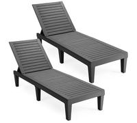 COSTWAY Tumbona de Jardín con Respaldo Ajustable de 5 Posiciones, Tumbona Reclinable de PP, Jardin Playa Piscina Exterior, Espreguiçadeira Jardim, 190 x 57,5 x 29 cm, Carga 180kg (Negro,2)