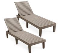 COSTWAY Tumbona de Jardín con Respaldo Ajustable de 5 Posiciones, Tumbona Reclinable de PP, Jardin Playa Piscina Exterior, Espreguiçadeira Jardim, 190 x 57,5 x 29 cm, Carga 180kg (marrón,2)