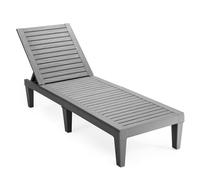 COSTWAY Tumbona de Jardín con Respaldo Ajustable de 5 Posiciones, Tumbona Reclinable de PP, Jardin Playa Piscina Exterior, Espreguiçadeira Jardim, 190 x 57,5 x 29 cm, Carga 180kg (Gris)