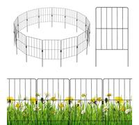 COSTWAY Vallas Decorativas para Jardín, Valla de Barrera de Animales de 495 cm(L) x 61 cm (AN), Valla de Alambre Metálico Plegable para Borde de Cama de Flores y Decoración de Patio (15 piezas)