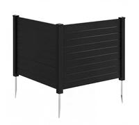 COSTWAY Vallas Jardin PP de 2 Paneles, 1220 x 95 mm, Pantallas de Privacidad con Estacas de Tierra para Aire Acondicionado y Cubo de Basura, Forma Recta o en L, Valla de Ocultación Exterior (negro)