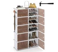 COSTWAY Zapatero, Almacenaje Zapatos de 8/10 Niveles, Estantes Extraíbles, Ganchos Laterales y Puertas Magnéticas, Zapatero Modular Plástico de 32/40 Pares para Entrada, Pasillo, Dormitorio (155cm)