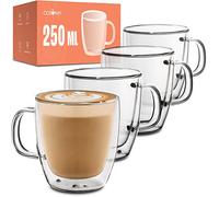 Cosumy 4 Vasos Térmicos de Cristal de Doble Pared (250 ml)