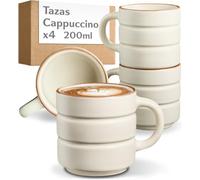 Cosumy Juego de Tazas Cafe con Leche Beige - 4x 200 ml - Taza Capuchino