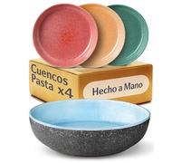 Cosumy Set de 4 Platos para Pasta en Gres Ø22 cm - Vajilla Artesanal con Esmalte Reactivo - Juego de Colores Vibrantes, Apto para Microondas y Lavavajillas - Set de 4 Piezas para Pasta