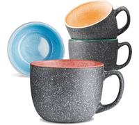 Cosumy Set de 4 Tazas de Café Grandes - 350ml Tazas de Cerámica - Juego de Café Moderno - Gres Grueso con Esmalte Reactivo Hecho a Mano - Mantiene el Calor por Más Tiempo (Multicolor)