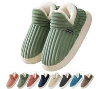 Coswind Zapatillas de Casa Mujer Hombre Invierno Cálido Cerradas Elegantes Cómodas Memoria Espuma Pantuflas Antideslizantes Verde 270