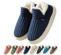 Coswind Zapatillas de Casa Mujer Hombre Invierno Cálido Cerradas Elegantes Cómodas Memoria Espuma Pantuflas Antideslizantes Azul marino 280
