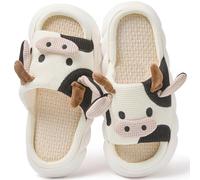 Coswind Zapatillas de Vaca Mujer Hombre Casa Casual Invierno Cómodas Felpa Peludas on Cloud Antideslizantes Suela Divertidas Pantuflas Vaca LinoN 260