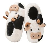Coswind Zapatillas de Vaca Mujer Hombre Casa Casual Invierno Cómodas Felpa Peludas on Cloud Antideslizantes Suela Divertidas Pantuflas Vaca CerradaN 260