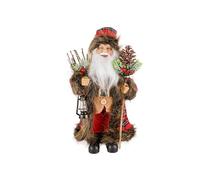 Cosy Home Figura de Papá Noel de poliéster, Color Rojo y Verde, 20 x 13 x 31 cm