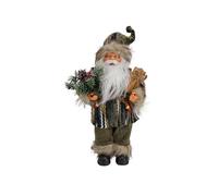 Cosy Home Figura de Papá Noel de poliéster, Verde, 20 x 13 x 31 cm