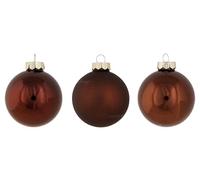 Cosy Home Juego de 12 Bolas de Navidad de Cristal, Shiny Matt Opal Marrón, D8 cm