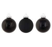 Cosy Home Juego de 12 Bolas de Navidad de Cristal, Shiny Matt Opal Negro, D8 cm