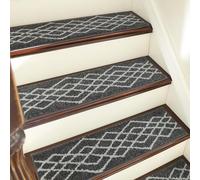 COSY HOMEER 15 alfombrillas antideslizantes para escalones, 70 x 22 cm, autoadhesivas, lavables a máquina, 100 % poliéster, respaldo TPE, ideal para niños, personas mayores y mascotas, color negro