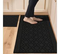 COSY HOMEER Alfombrillas de Cocina de 48 x 20 Pulgadas, 30 x 20 Pulgadas, Hechas de 100% Polipropileno, 2 Piezas Suaves especializadas en Antideslizantes y Lavables a máquina, Color Negro