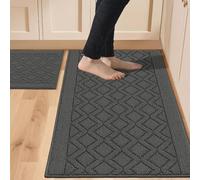 COSY HOMEER Alfombrillas de Cocina de 48 x 20 Pulgadas, 30 x 20 Pulgadas, Hechas de 100% Polipropileno, 2 Piezas Suaves especializadas en Antideslizantes y Lavables a máquina (Gris)