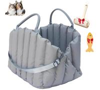 Cosy Pet Seat Travel Bed with Ergonomic Handle, 2026 New Soft Dog Car Seat for Small Dogs, Portable Washable Car Travel Carrier Bed for Small Dogs & Cats (Grey,Small)