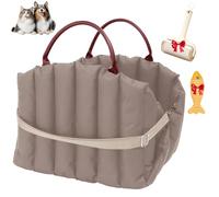 Cosy Pet Seat Travel Bed with Ergonomic Handle, 2026 New Soft Dog Car Seat for Small Dogs, Portable Washable Car Travel Carrier Bed for Small Dogs & Cats (Dark Khaki,Small)
