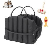 Cosy Pet Seat Travel Bed with Ergonomic Handle, 2026 New Soft Dog Car Seat for Small Dogs, Portable Washable Car Travel Carrier Bed for Small Dogs & Cats (Black,Small)