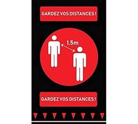 Cosy & Trendy Keep Your Distance Alfombra Profesional, Negro/Rojo, 90 x 150 cm