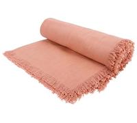 Cosy & Trendy Mantel con Flecos en Algodón Cosy@Home, Rosa, 250 x 140 cm