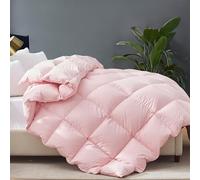 Cosybay Edredón de plumas y fibra de plumón tamaño Queen, relleno de edredón esponjoso tamaño Queen, funda de algodón para todas las estaciones, edredón de cama de hotel de lujo con pestañas en las