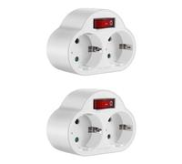 CosyCaya 2 Piezas Adaptadores de Enchufe con Interruptor, 250V/16A 3680W Enchufes PortáTiles Enchufe de Placa de Pared para Oficina, Hogar, Viaje Enchufe de la UE