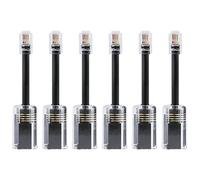 CosyCaya 6 Uds Desenredador de Cable TelefóNico RJ9 4P4C 360 Grados Giratorio Extendido Anti-áNgulo en T Cable de TeléFono Negro Cable Fijo