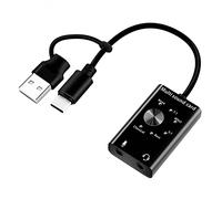 CosyCaya Tarjeta de Sonido Externa USB2.0 Tipo C Adaptador de MicróFono EstéReo Convertidor Profesional para Laptop Auricular PC Altavoz