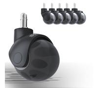 COSYLAND 5pcs Ruedas para Silla de Oficina 11 mm x 22 mm - Ruedas Gaming Silenciosas y Suaves - No Rayan el Suelo - Diseño Esférico Gris Humo