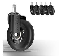 COSYLAND 5pcs Ruedas Silla Oficina - 10 mm x 22 mm (para 1-KEA) - Para Oficina, Hogar y Gaming - Deslizan Suavidad y Silencio - No Rayan el Suelo - Negro Carbón