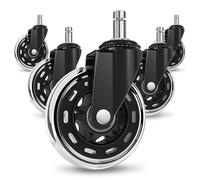 COSYLAND 5pcs Ruedas Silla Oficina - 10 mm x 22 mm (para 1-KEA) - Para Oficina, Hogar y Gaming - Deslizan Suavidad y Silencio - No Rayan el Suelo - Negro Transparente