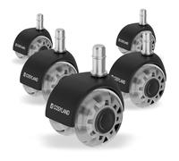 COSYLAND 5pcs Ruedas Silla Oficina - 10 mm x 22 mm Ruedas Silla Gaming (para Silla de Oficina 1-KEA) - Deslizan Suavidad y Silencio - No Rayan el Suelo - Diseño de Doble Rueda - Gris Transparente