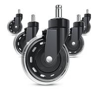 COSYLAND 5pcs Ruedas Silla Oficina - 11 mm x 22 mm - Deslizan Suavidad y Silencio - No Rayan el Suelo - No Acumula Suciedad - Negro Intenso - con Tapa Antipolvo