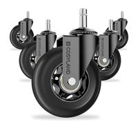 COSYLAND 5pcs Ruedas Silla Oficina - 11 mm x 22 mm Ruedas Silla Gaming - Ruedas Silla - Deslizan Suavidad y Silencio - No Rayan el Suelo - No Acumula Suciedad - Negro Oscuro