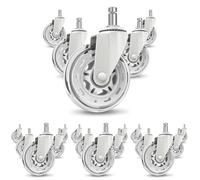 COSYLAND 5pcs Ruedas Silla Oficina - 11 mm x 22 mm - Deslizan Suavidad y Silencio - No Rayan el Suelo - No Acumula Suciedad - Blanco Transparente (Paquete de 4)