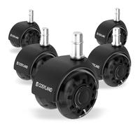COSYLAND 5pcs Ruedas Silla Oficina - 11 mm x 22 mm Ruedas Silla Gaming - Deslizan Suavidad y Silencio - No Rayan el Suelo - No Acumula Suciedad - Diseño de Doble Rueda - Negro Transparente