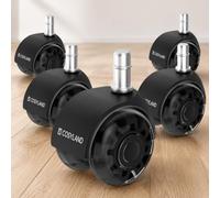 COSYLAND 5pcs Ruedas Silla Oficina - 11 mm x 22 mm Ruedas Silla Gaming - Deslizan Suavidad y Silencio - No Rayan el Suelo - No Acumula Suciedad - Diseño de Doble Rueda - Negro Transparente