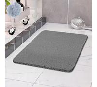COSYLAND Alfombra Bañera Antideslizante 40x60cm, Alfombrilla de Ducha Loofah de PVC Suave, Secado Rápido, Sin Ventosas, Alfombra para Ducha y Bañera, Color Gris
