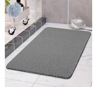 COSYLAND Alfombra Bañera Antideslizante 40x80cm, Alfombrilla de Ducha Loofah de PVC Suave, Secado Rápido, Sin Ventosas, Alfombra para Ducha y Bañera, Color Gris