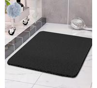COSYLAND Alfombra Bañera Antideslizante 80x80cm, Alfombrilla de Ducha Loofah de PVC Suave, Secado Rápido, Sin Ventosas, Alfombra para Ducha y Bañera, Color Negro