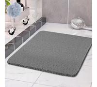 COSYLAND Alfombra Bañera Antideslizante 80x80cm, Alfombrilla de Ducha Loofah de PVC Suave, Secado Rápido, Sin Ventosas, Alfombra para Ducha y Bañera, Color Gris