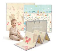 COSYLAND Alfombra Bebé Acolchada Plegable XPE Reversible, Tapete de Juegos | Infantil Antideslizante e Impermeable para Suelo, Colchoneta Bebé, Oso Gordito y Ciudad de Coches, 200 x 180 x 1 cm