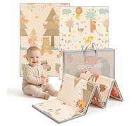 COSYLAND Alfombra Bebé Acolchada Plegable XPE Reversible, Tapete de Juegos Infantil Antideslizante e Impermeable para Suelo, Colchoneta Bebé, Animales Dormidos, Zorro y Oso Pardo, 150 x 180 x 1 cm
