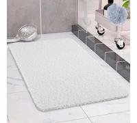 COSYLAND Alfombrilla Ducha Antideslizante 40x60cm - Loofah de PVC Suave, Secado Rápido, Sin Ventosas, para Baño y Ducha - Blanco